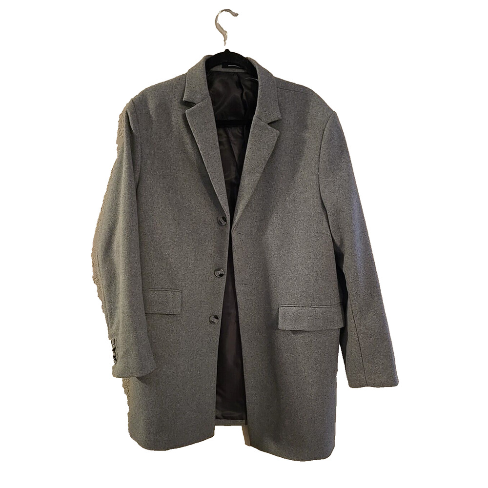 H&M Gray 3-Button Wool Blend Formal Business Career Casual Coat Womans Sz Large